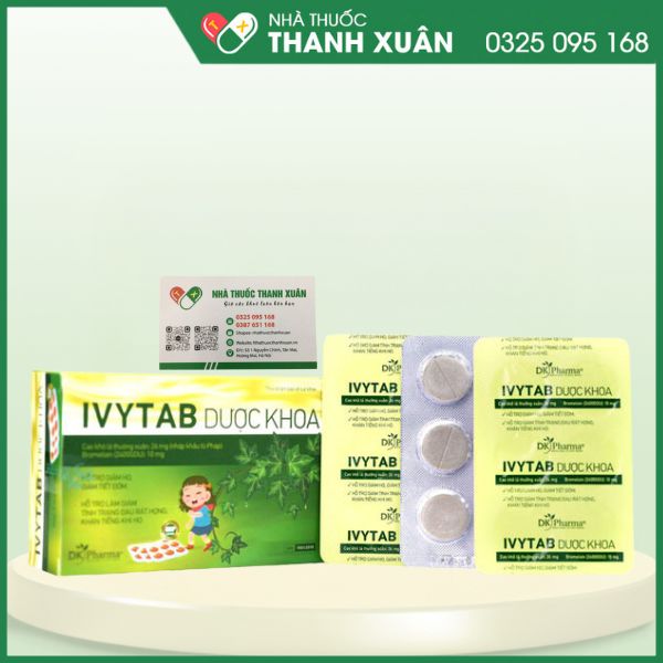 Ivytab Dược khoa - Hỗ trợ giảm ho, giảm tiết đờm, giảm đau rát họng